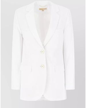 Michael Kors Triacetate Blend Blazer With Flap Pockets - White