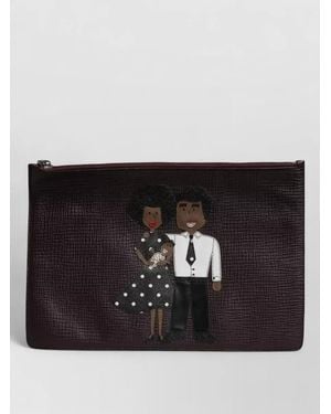 Dolce & Gabbana Leather Dgfamily Clutch Pouch Bag - Black