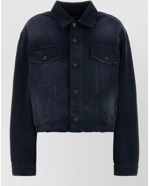 Balenciaga Denim Jacket Long Sleeves Collared Neck Pockets - Blue