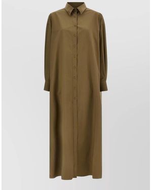 ARMARIUM Long Sleeve Dress Cuffed Sleeves Slits - Green