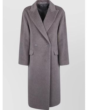 Tagliatore Alpaca Wool Virgin Wool Double Breasted Long Coat - Grey