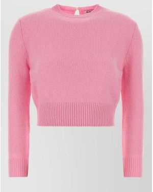 Jil Sander Wool Blend Jumper Cropped Ribbed Cuffs Hem - Pink
