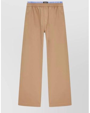 MSGM Cotton Gabardine Pants Double Elastic Waistband - Natural