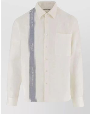 JW Anderson Long Sleeve Silk Blend Top Stripe - White