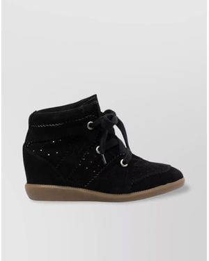 Isabel Marant Hidden Wedge Sneakers With Scalloped Edges - Black