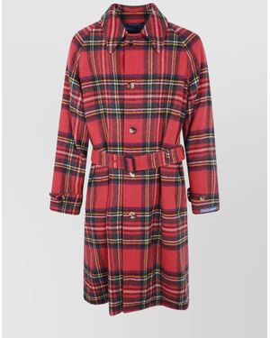 Polo Ralph Lauren Belted Checked Coat - Red