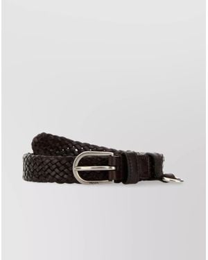 Prada Leather Belt With Adjustable Length And Braided Design - Black