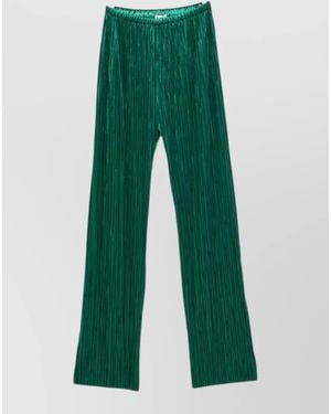 forte_forte Pleated Trousers Shiny Finish Wide Leg - Green