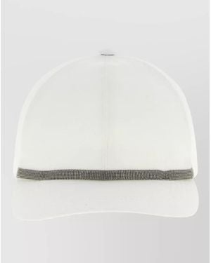 Brunello Cucinelli Baseball Hat Curved Brim Embellished Band - White