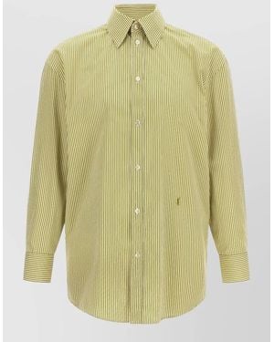 Saint Laurent Vertical Striped Button Shirt - Green