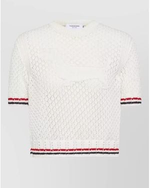 Thom Browne Cotton Pointelle Dog-Motif Short-Sleeve Crew-Neck T-Shirt - Natural