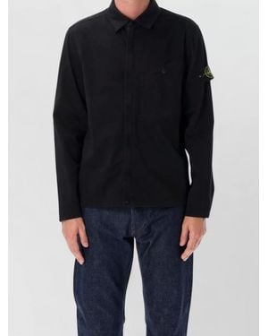 Stone Island Stretch Organic Cotton Satin Shirt - Blue