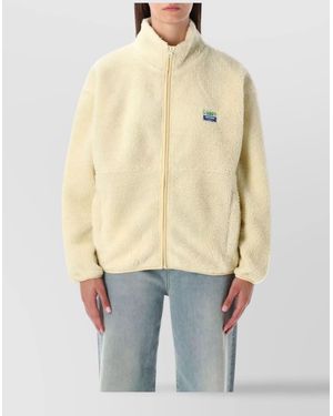 American Vintage Cozy Teddy Pile Jacket With High Collar - Natural