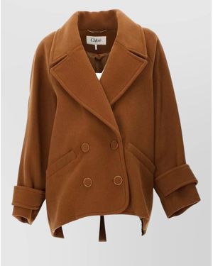 Chloé Tailored Mid Length Coat Relaxed Silhouette - Brown