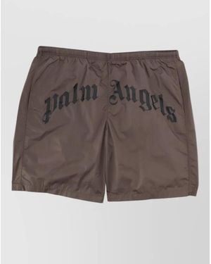 Palm Angels Shorts Elastic Waistband And Back Pocket - Grey