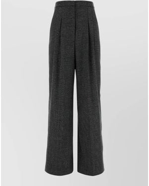 PT Torino Wool Blend Check High Waist Wide Leg Pants - Multicolor