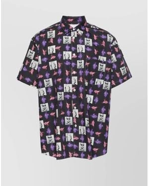 Comme des Garçons Cotton Printed Short-Sleeve Shirt - Blue
