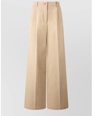 A.P.C. High Waist Wide Leg Cotton Pants - Natural