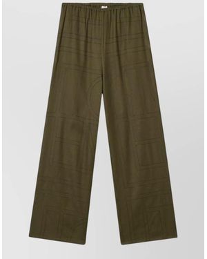 TOTEME Flannel Pyjama Trousers Elasticated Waistband Wide Leg - Green