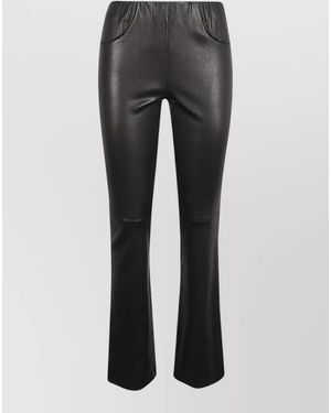 Via Masini 80 High Waist Faux Leather Flared Trousers - Grey