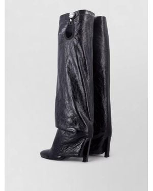 The Attico Leon Knee High Pointed Toe Stiletto Boots - Blue