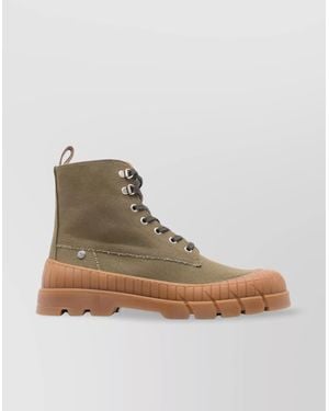 KENZO High-Top Pull-Tab Round Toe Rubber Sole Boots - Natural