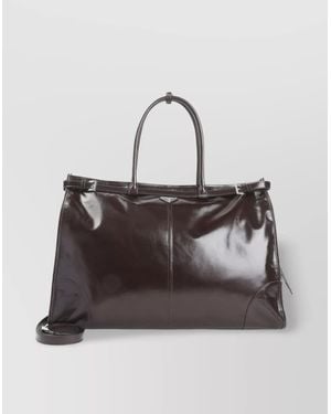 Prada Buckle Top Handles Tote Bag - Gray