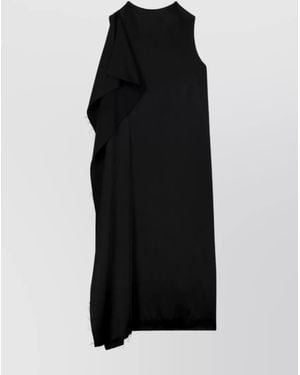 Atlein Satin Pleated Midi Dress - Black
