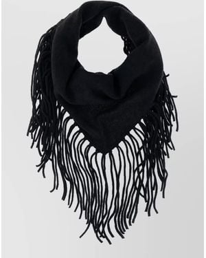 P.A.R.O.S.H. Cashmere Fine-Knit Fringed Scarf - Black