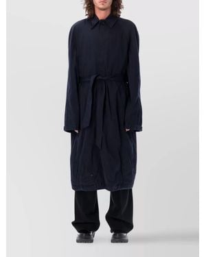 Balenciaga Cotton Belted Deconstructed Trench Coat - Blue