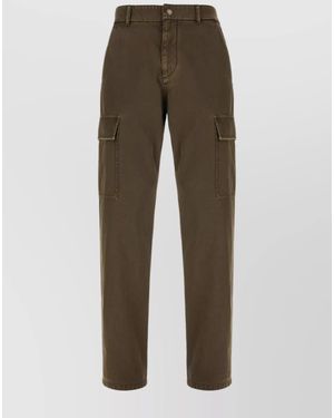 Burberry Cotton Straight-Leg Cargo Trousers - Brown