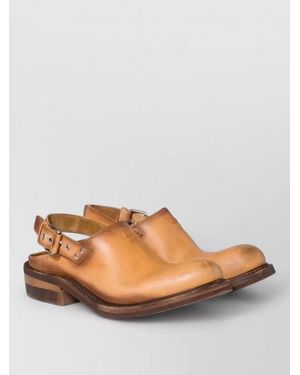 Miu Miu Leather Sling Back Round Toe Sabot - Gray