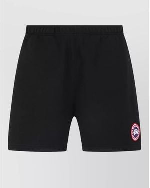 Canada Goose Logo Shorts Elastic Waist Casual Style - Black