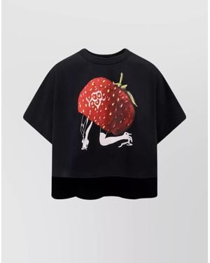 Undercover Graphic Print Asymmetrical Cotton T-Shirt - Blue