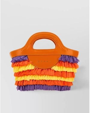 Marni Leather Fringe Tote Bag - Orange