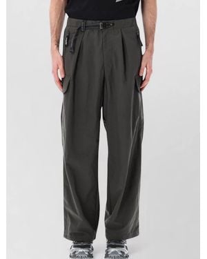 and wander Technical Cargo Trousers Integrated Belt - Black