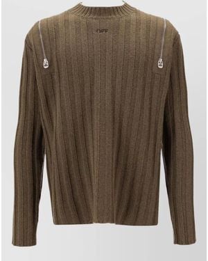 Off-White c/o Virgil Abloh Rib Knit Jumper Side Zip Long Sleeves - Green