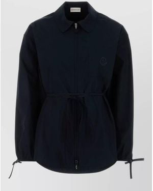 Moncler Poplin Shirt Long Sleeves Collared Drawstring Waist - Blue