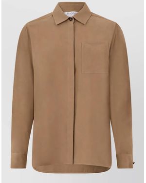 Max Mara Silk Long-Sleeve Shirt - Brown