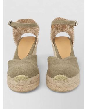 Castañer Chiarita Peep Toe Espadrille Ankle Strap - Natural