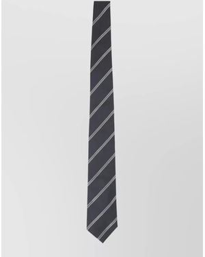 Brunello Cucinelli Silk Tie Pointed Blade Diagonal Stripes - White