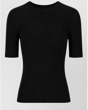 P.A.R.O.S.H. Short Sleeve Crew Neck Ribbed Top - Black