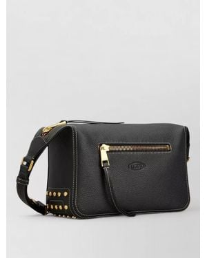 Tod's Metal Dots Mini Leather Shoulder Bag - Black