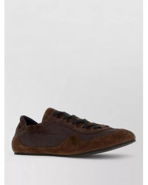 Cecilie Bahnsen Suede And Fabric Trainers - Brown