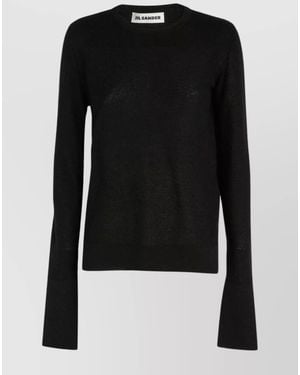 Jil Sander Cotton Blend Relaxed Fit Crew Neck Long Sleeve Jumper - Black