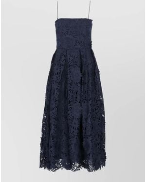 ROTATE BIRGER CHRISTENSEN Lace Strapless Floral Midi Dress - Blue
