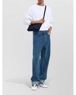 Bottega Veneta Turned Up Wide Leg Denim Jeans - Blue