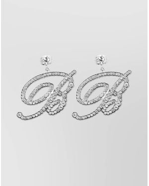 Blumarine Crystal Accented Dangling Earrings - Gray