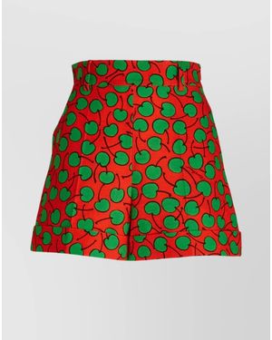 Moschino Cotton High-Rise Cherry-Print Tailored Shorts