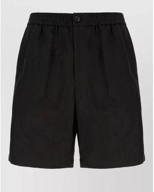 Ami Paris Beach Shorts Bermuda Cut Back Pocket Button - Black